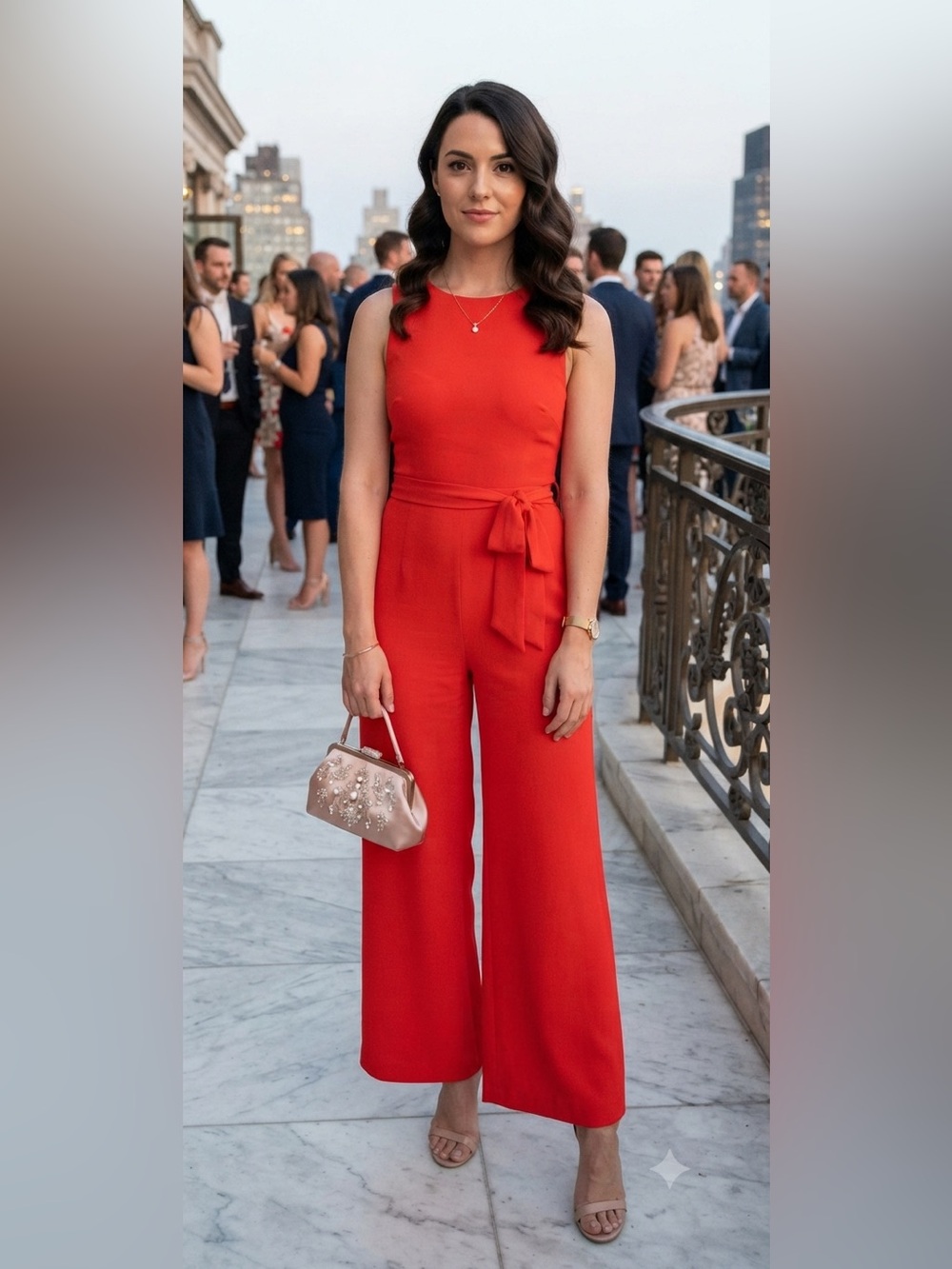 Bebe coral red jumpsuit